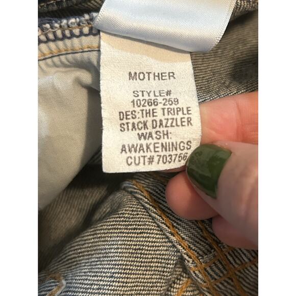 MOTHER SUPERIOR Women's The Triple Stack Dazzler Denim Jeans Tie Waist-Size 27 - Picture 10 of 11